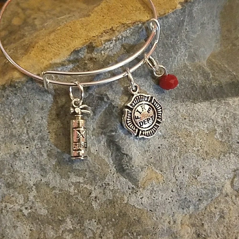 Handmade Fireman themed charm bracelet